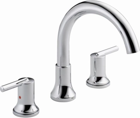 Delta Faucet Trinsic Roman Tub Faucet - T2759 - Modern Bathroom Tub Faucet Set - Includes Tub Faucet & Handles - Chrome (Valve Sold Separately)
