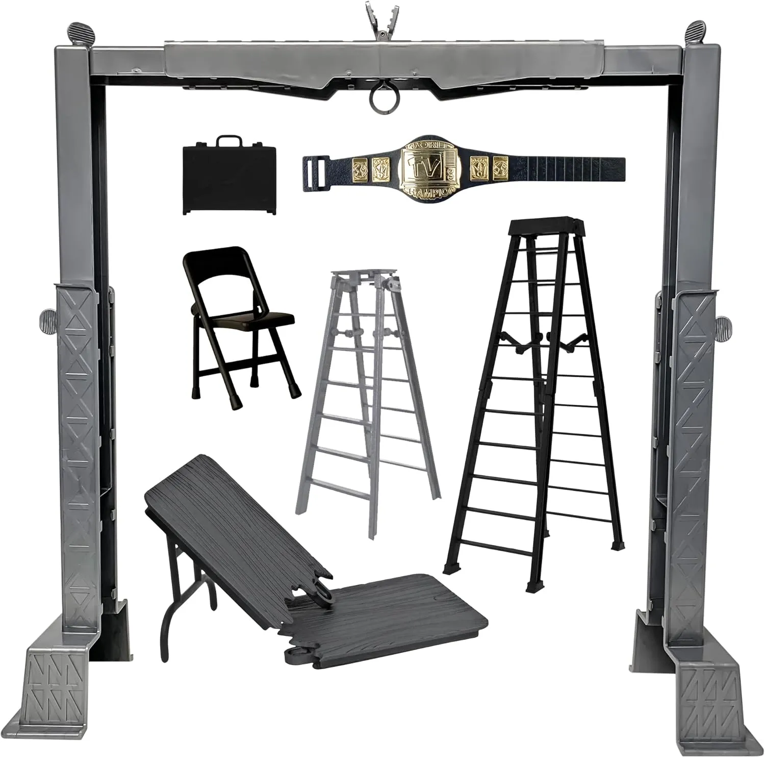 Deluxe Grab The Gear Adjustable Playset with Accessories for Wrestling Action Figures