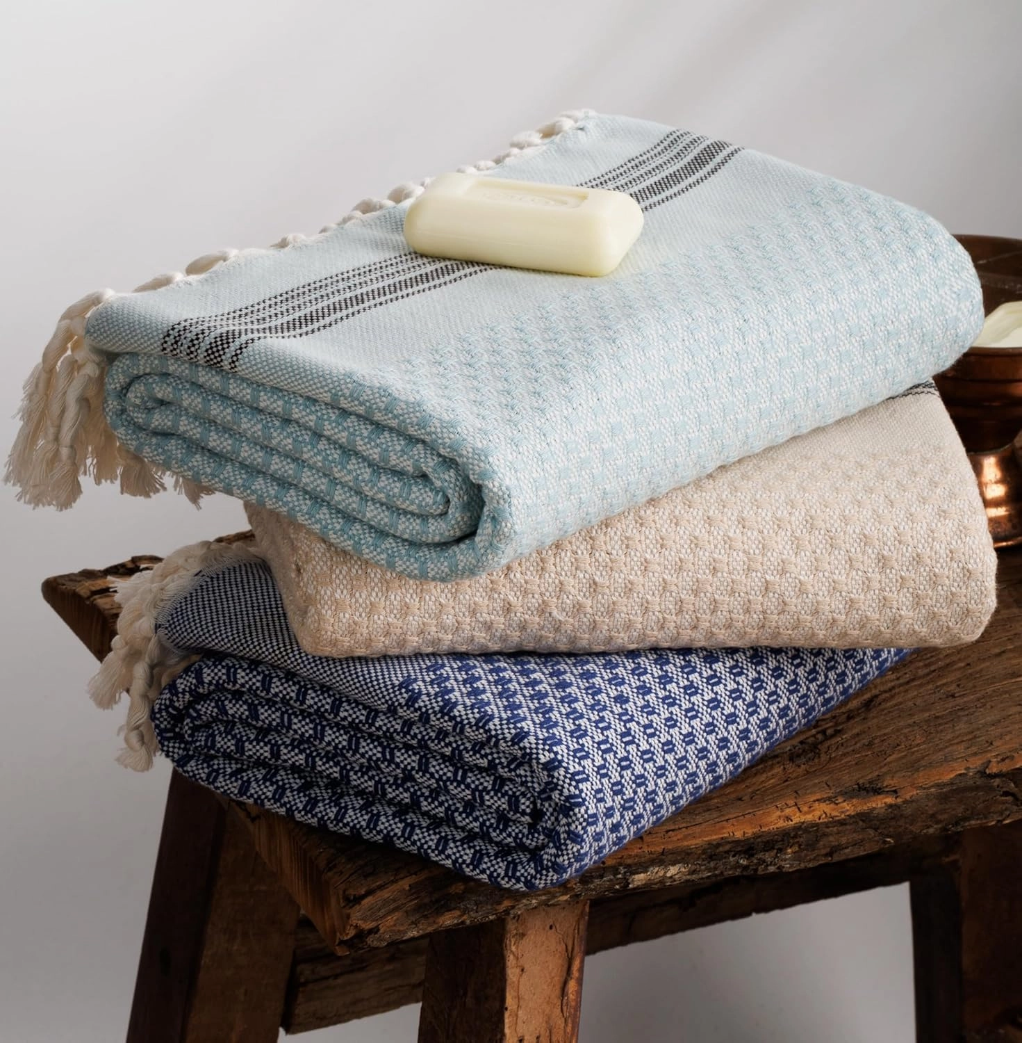 DEMMEX Micro Waffle Turkish Bath Towel – 100% Oeko-TEX Certified Cotton - Luxury, Ultra Soft, Quick-Dry, Lightweight Bathroom Towel Bath Sheet, Cotton Bubbles Texture, Oversized 70x40'', White Orange