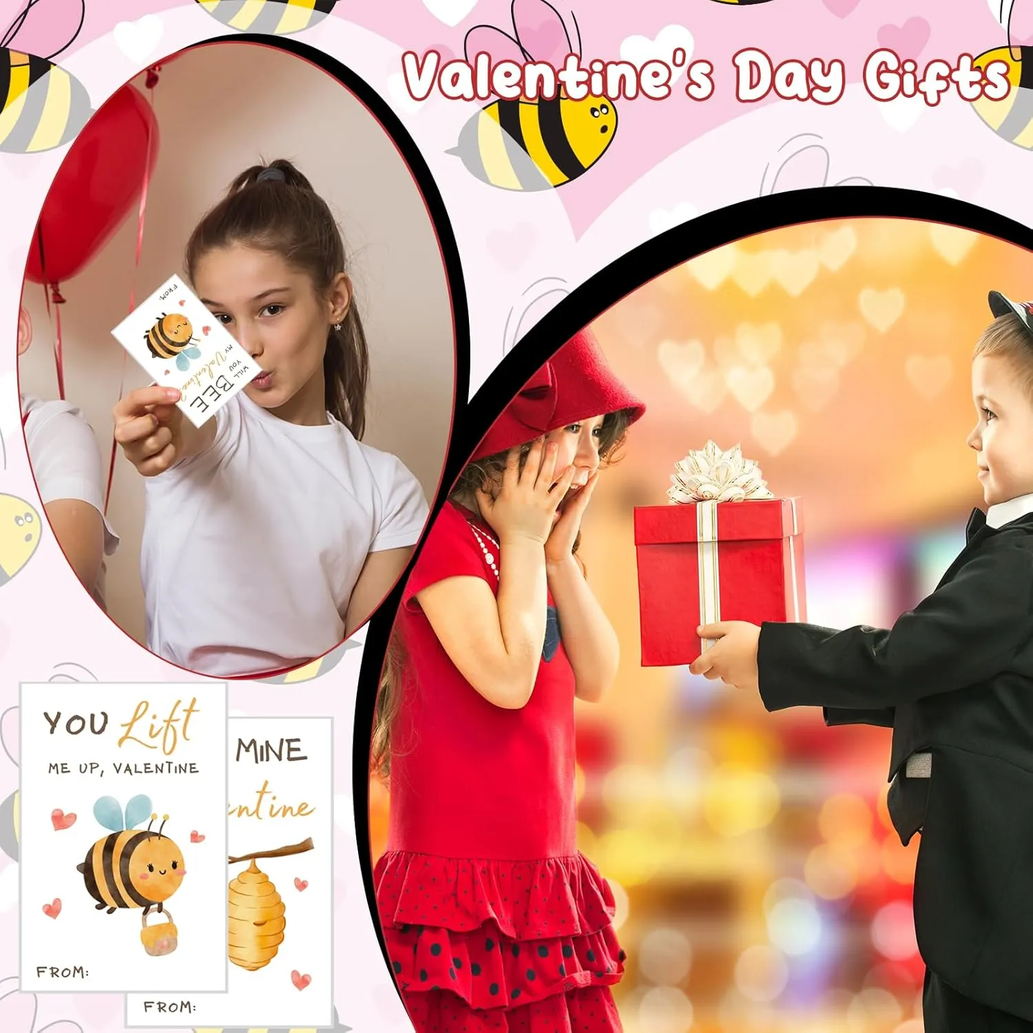 Denylo pro Valentines Bee Themed Greeting Cards Set Valentines Day Cards Assortment Cute Honey Gift Cards for Valentine Bee Themed Party Favors Goodie Bag Stuffers Classroom Exchange Gifts