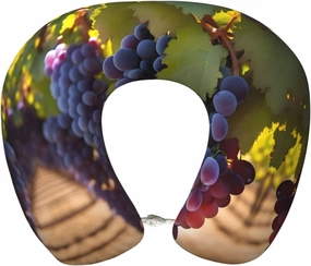 Desert Grapes Print Memory Foam Travel Pillow – Comfortable U-Shape Neck Support for Long Distance Flights, and Road Trips