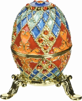 Design Toscano Grand Duchess Collection Romanov Style Enameled Georgievna Eggs, Single, Multicolor