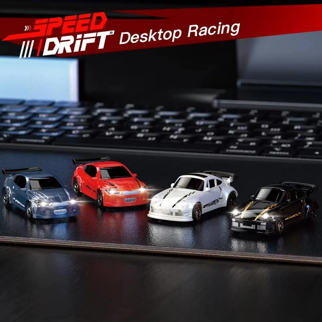 Desktop Mini Drift Car 1:64 Scale, 2.4Ghz Full-Scale Throttle 4WD Racing Drift Car Adjustable Sportscar Gift for Enthusiasts