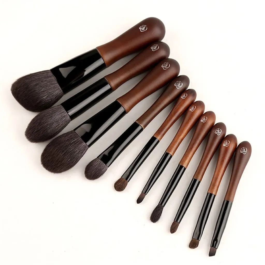 DFHBFG 10 Makeup Brush Sets Animal Hair Makeup Brushes For Professional Makeup Artists Makeup(As the picture shows,D)