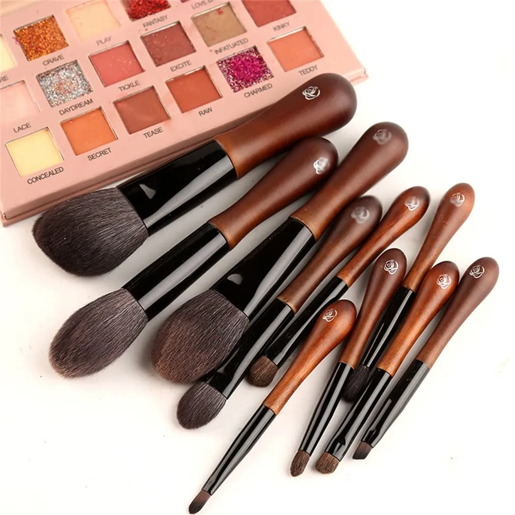 DFHBFG 10 Makeup Brush Sets Animal Hair Makeup Brushes For Professional Makeup Artists Makeup(As the picture shows,D)