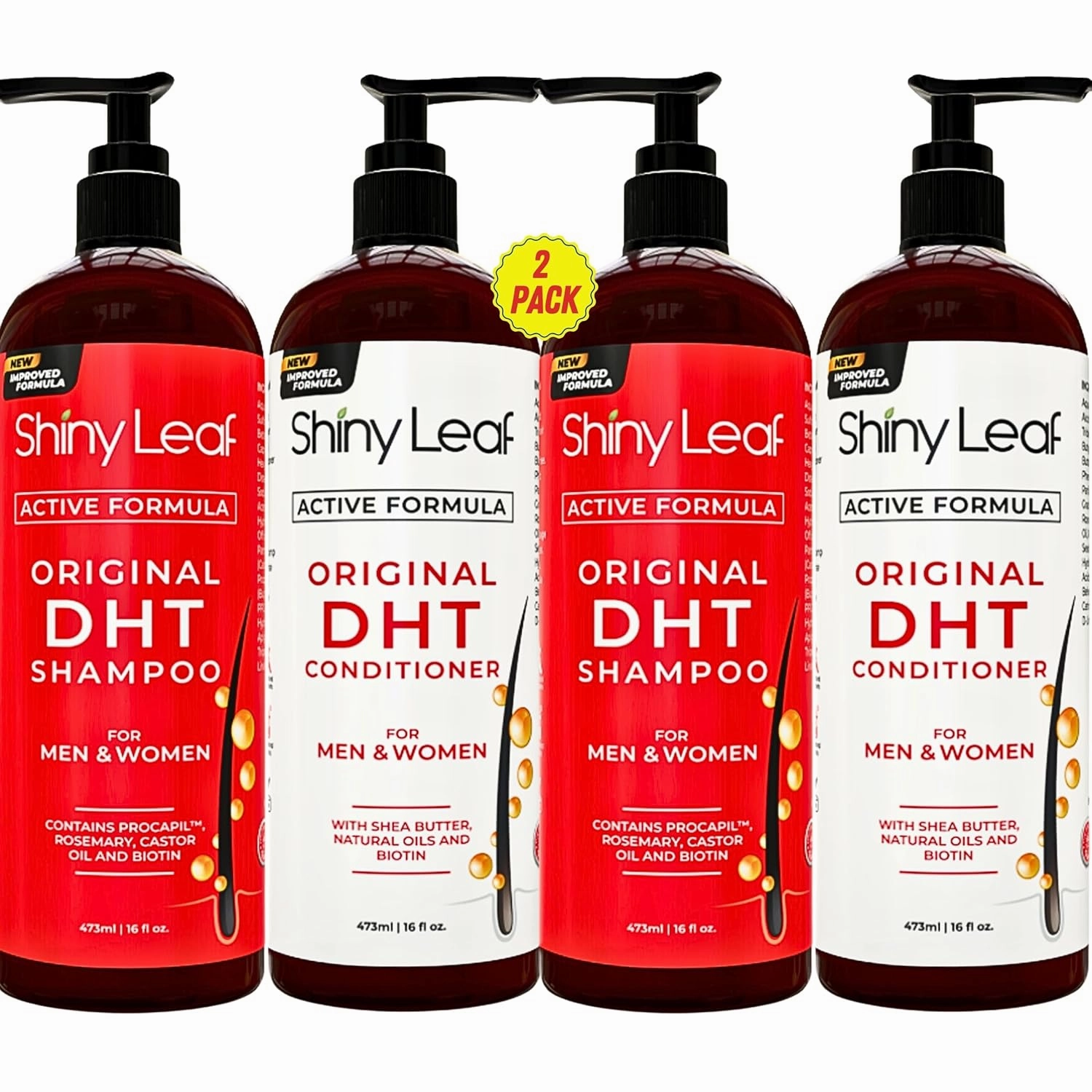 DHT Blocker Shampoo and Conditioner for Hair Loss With Biotin For Men, Women, Anti-Hair Loss Treatment, Rosemary Leaf Oil and Asparagus Extracts, for Thinning Hair (Shampoo and Conditioner)