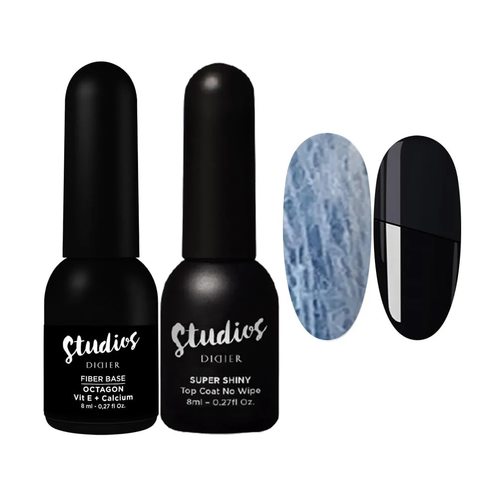 DIDIER LAB - Premium Base Coat Gel Nail Polish Octagon & Top Coat Gel Nail Polish Super Shiny - Gel Nail Polish Set - Nail Strengthener- No Wipe Gel Top Coat - Soak off Gel Polish - UV Nail Polish