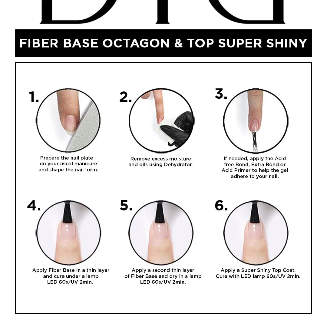 DIDIER LAB - Premium Base Coat Gel Nail Polish Octagon & Top Coat Gel Nail Polish Super Shiny - Gel Nail Polish Set - Nail Strengthener- No Wipe Gel Top Coat - Soak off Gel Polish - UV Nail Polish