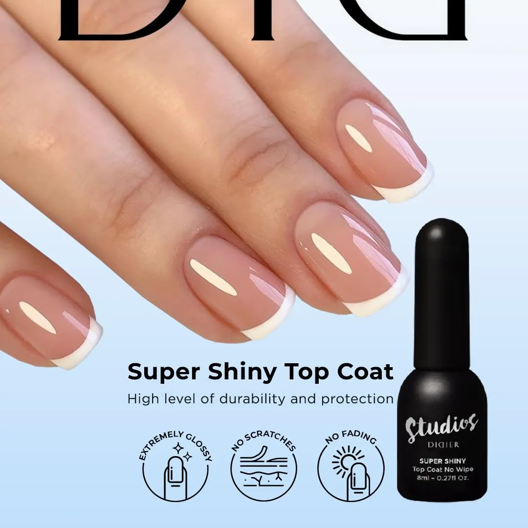 DIDIER LAB - Premium Base Coat Gel Nail Polish Octagon & Top Coat Gel Nail Polish Super Shiny - Gel Nail Polish Set - Nail Strengthener- No Wipe Gel Top Coat - Soak off Gel Polish - UV Nail Polish