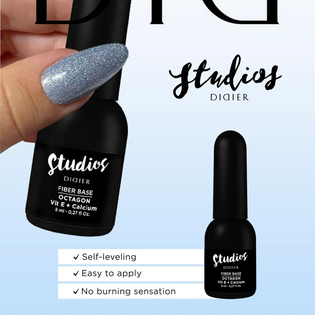 DIDIER LAB - Premium Base Coat Gel Nail Polish Octagon & Top Coat Gel Nail Polish Super Shiny - Gel Nail Polish Set - Nail Strengthener- No Wipe Gel Top Coat - Soak off Gel Polish - UV Nail Polish