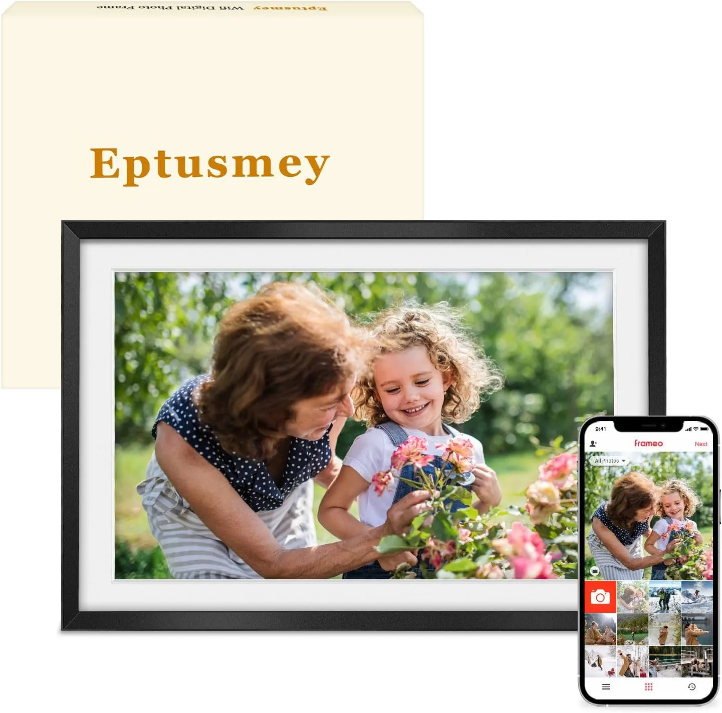 Digital Picture Frame：Built-in 32GB| WiFi Digital Photo Frame with 10.1" HD Touch Display, Send Picture/Video via Frameo App/USB-C/Micro SD, Easy Setup, Great Gift| Classic Black