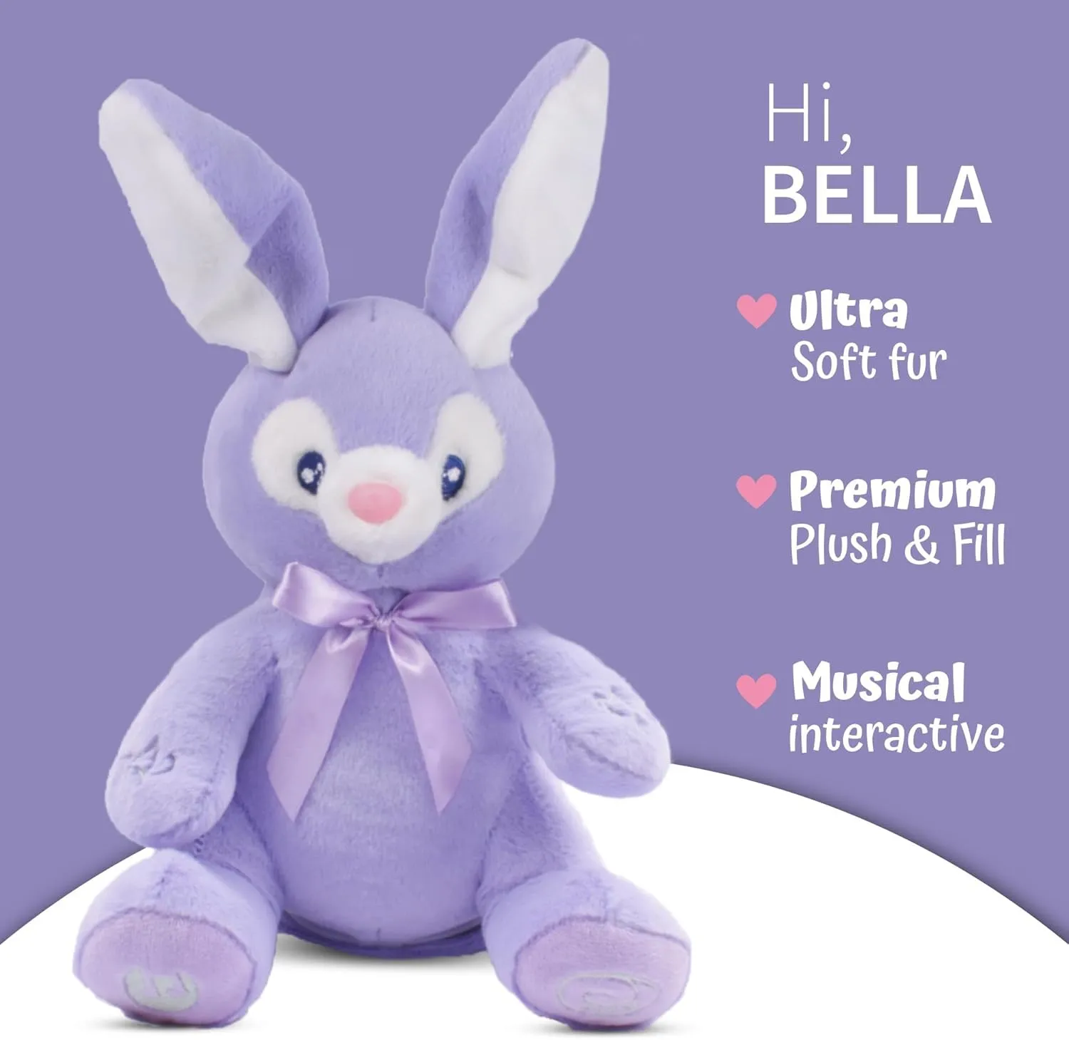 Dimple Bella Bunny Stuffed Animal - Animated Interactive Soft Bunny Plush Toy with Peek-a-Boo Feature and Singing Songs - Perfect Baby Stuffed Animal Gift for Ages 0 and Up, Purple