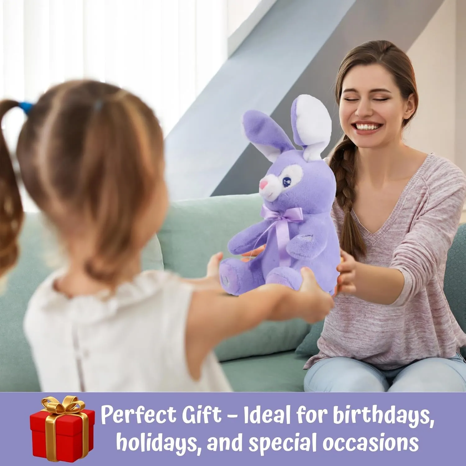 Dimple Bella Bunny Stuffed Animal - Animated Interactive Soft Bunny Plush Toy with Peek-a-Boo Feature and Singing Songs - Perfect Baby Stuffed Animal Gift for Ages 0 and Up, Purple