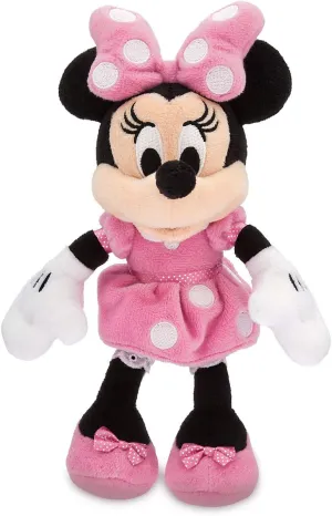 Disney Minnie Mouse Plush - Pink - Mini Bean Bag - 9½ Inches, Mickey and Friends, Iconic Cuddly Toy Character in Pink Polka Dot Dress and Bow with Embroidered Features, for All Ages, Toy Figure