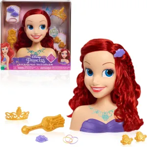 Disney Princess Ariel Styling Head, Red Hair, 10 Piece Pretend Play Set, The Little Mermaid, Officially Licensed Kids Toys for Ages 3 Up by Just Play