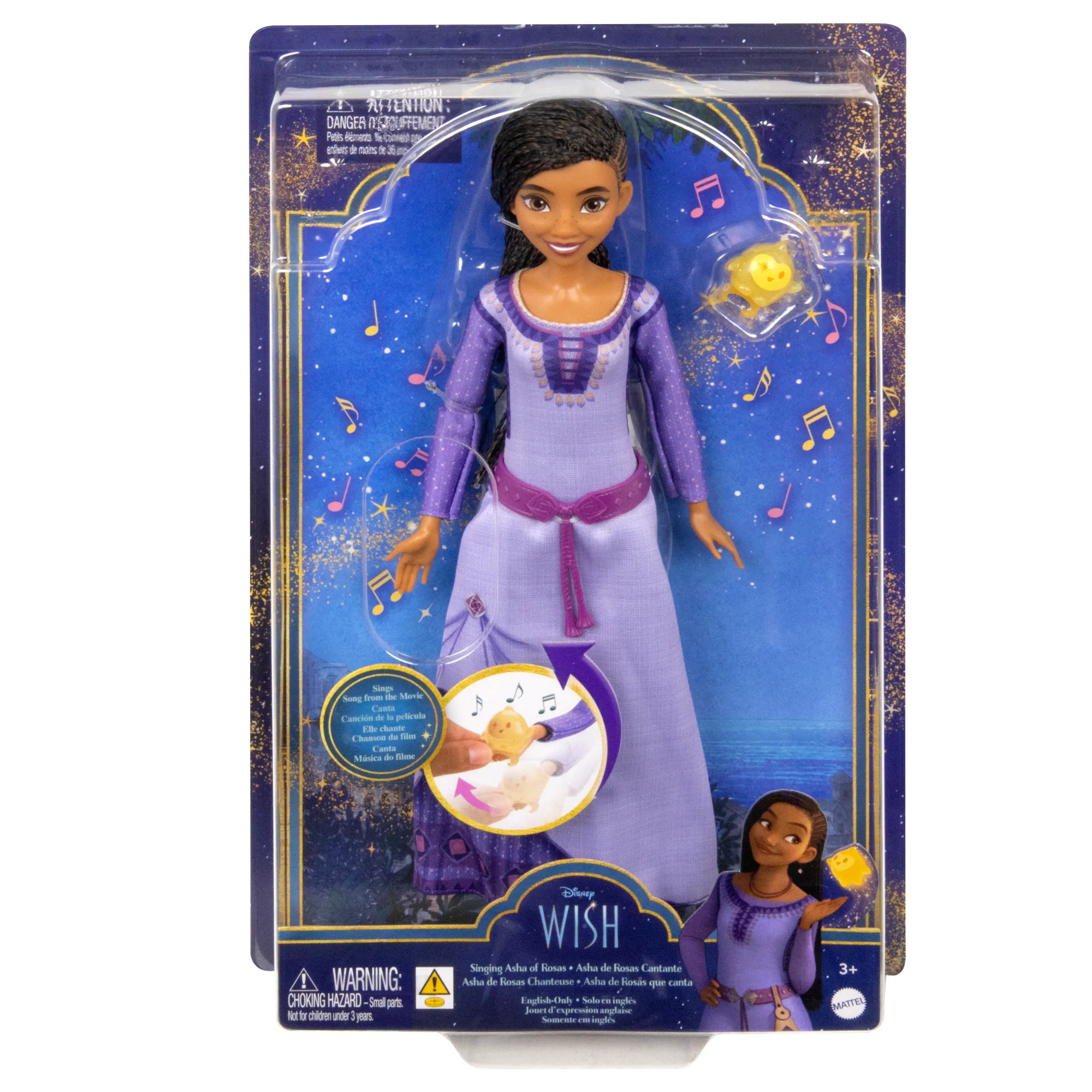 Disney's Wish Singing Asha Of Rosas Fashion Doll & Star Figure, Posable With Removable Outfit (English)