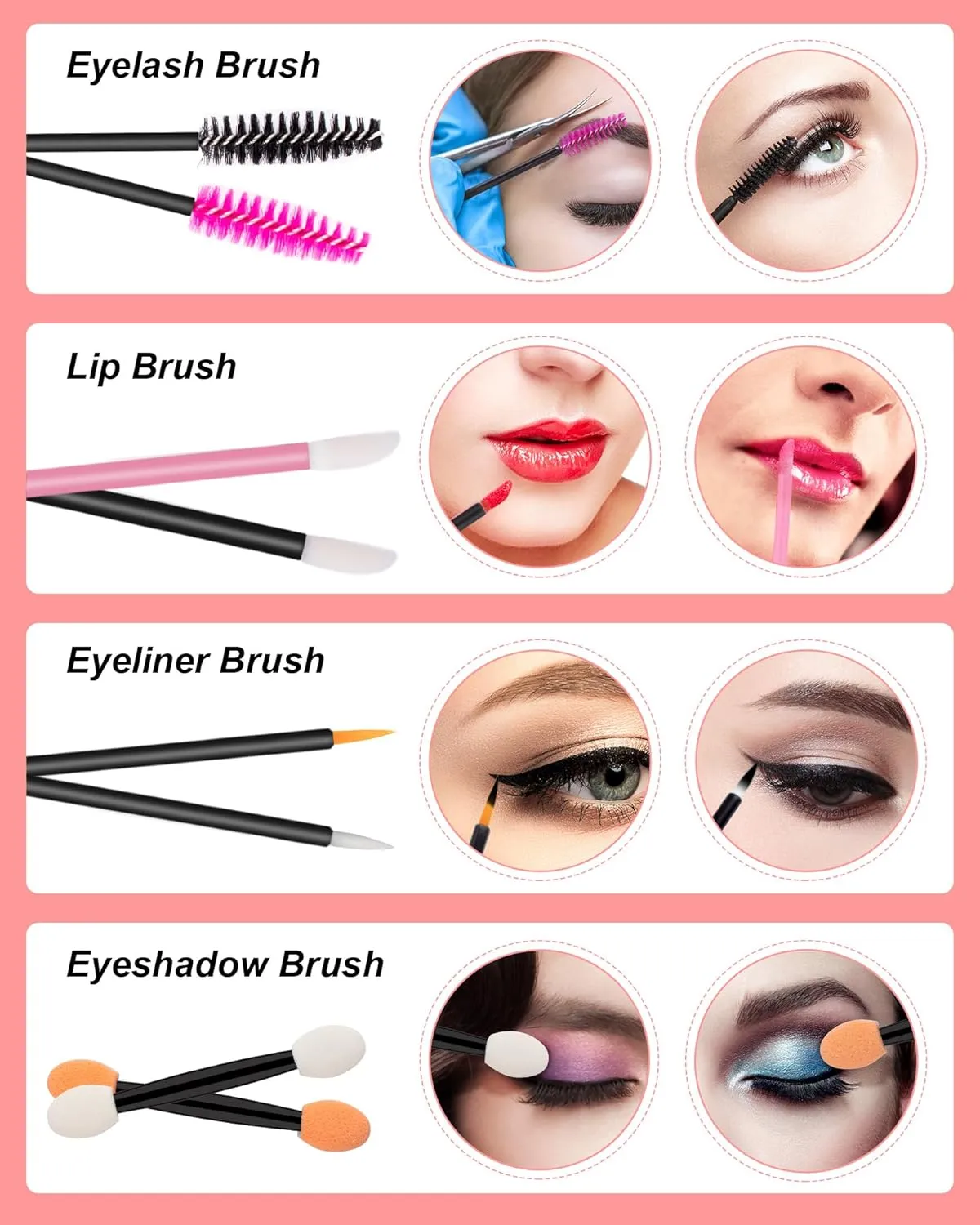 Disposable Makeup Applicators Kit, Includes Disposable Mascara Wands Eyeliner Brushes Eyeshadow Lip Applicators with Organizer Box Powder Puffs Mixing Palette Makeup Tools 10.9 * 7.8 * 3.11