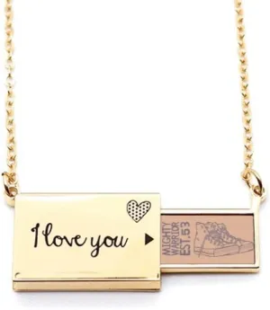 DIYthinker Hand Painted Canvas Shoes Illustration Letter Envelope Necklace Pendant Jewelry