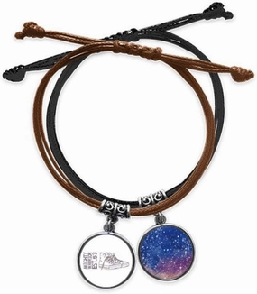 DIYthinker Hand Painted Canvas Shoes Illustration Bracelet Rope Hand Chain Leather Starry Sky Wristband