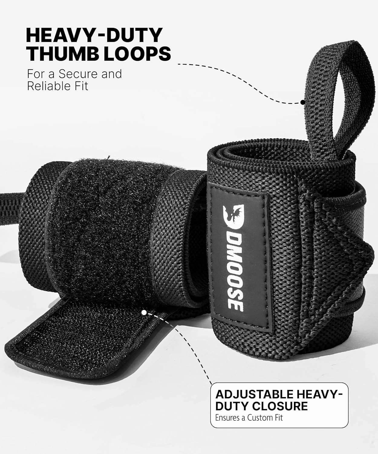DMoose Fitness Elbow Wraps for Weightlifting (Pair) - 40'' Adjustable Elbow Strap for Gym Workout, Bench Press & Powerlifting - Compression Wraps for Tendonitis & Joint Support
