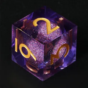 DND dice Set Resin Liquid core Sharp Edge Dungeons and Dragons Polyhedral D&D Dice Role Playing Game D and D Dice Set with Gift Box D20 D12 D10 D8 D6 D4 (Purple2)