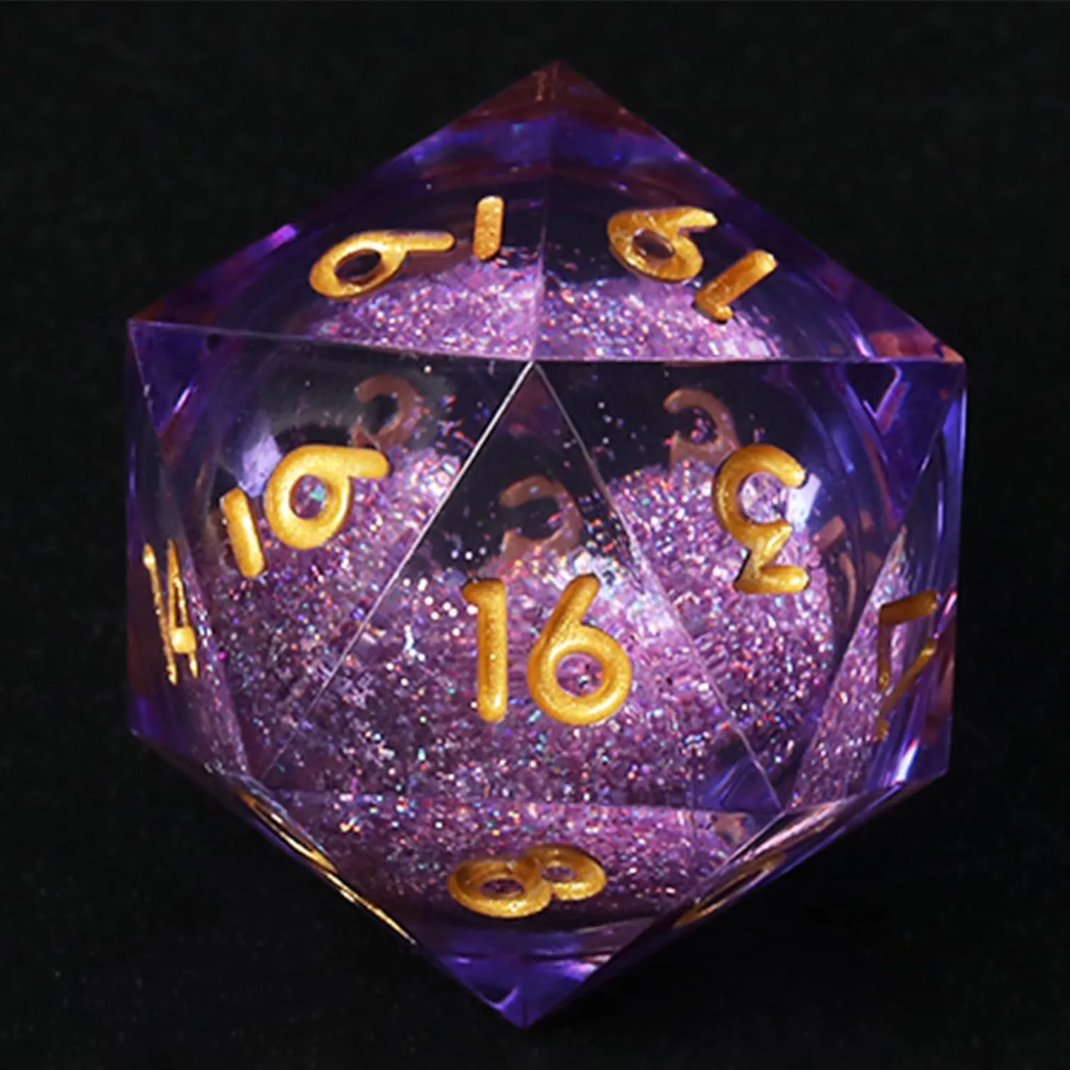 DND dice Set Resin Liquid core Sharp Edge Dungeons and Dragons Polyhedral D&D Dice Role Playing Game D and D Dice Set with Gift Box D20 D12 D10 D8 D6 D4 (Purple2)