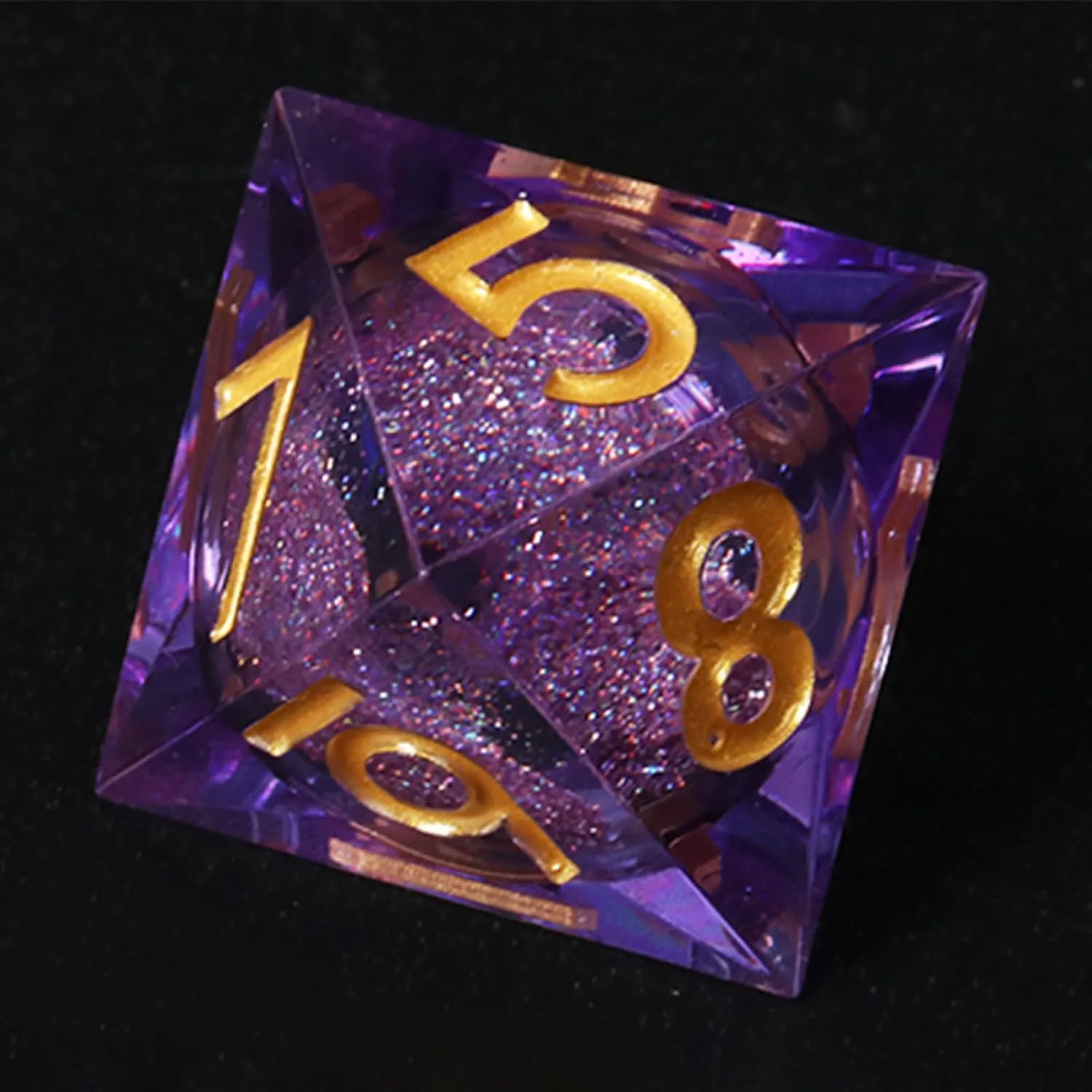 DND dice Set Resin Liquid core Sharp Edge Dungeons and Dragons Polyhedral D&D Dice Role Playing Game D and D Dice Set with Gift Box D20 D12 D10 D8 D6 D4 (Purple2)