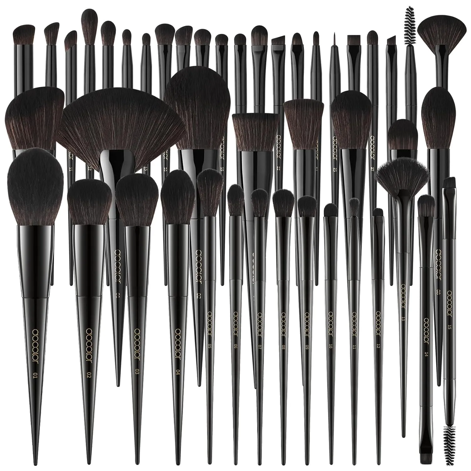 Docolor Professional Makeup Brushes Set 30Pcs  15Pcs Obsidian Makeup Brushes Premium Synthetic Powder Kabuki Foundation Contour Blush Concealer Blending Eye Shadow Make Up Brush Kit