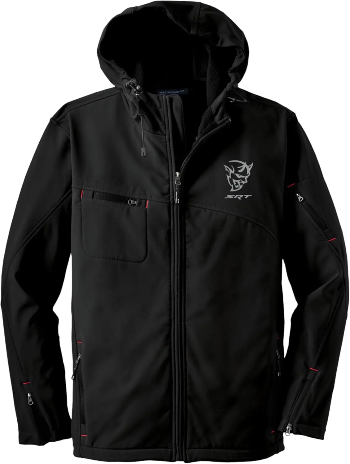 Dodge Demon Hooded Soft Shell Jacket – Water Resistant, Breathable, Embroidered in Detroit by DSC