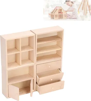 Doll House Cabinet Set, Lifelike Miniature Cabinet Dollhouse Furniture 1 12 Scale Miniature Kitchen Set Doll House Accessories for Dolls House Furniture Antique