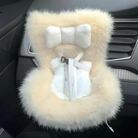 Doll Car Seat for 17cm Collectibles - Air Vent Clip & Desktop Stand | Secure Holder for Vinyl Figures-Beige