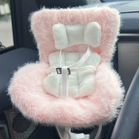 Doll Car Seat for 17cm Collectibles - Air Vent Clip & Desktop Stand | Secure Holder for Vinyl Figures-Pink