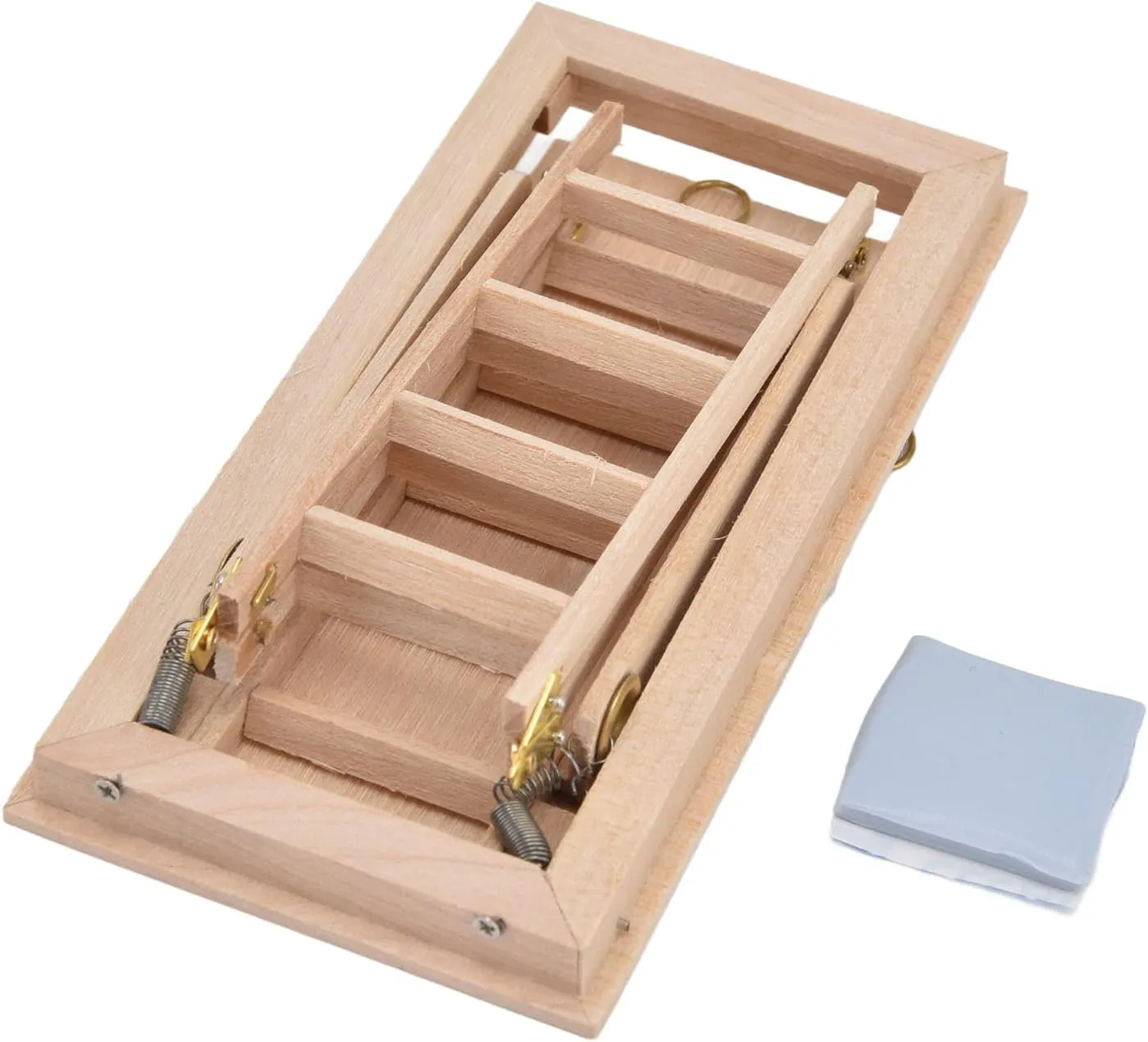 Dollhouse Wooden Folding Ladder, Miniature Stairs for 1:12 Doll House, to Carry and Install, Excellent Quality Birch Material, Accessory for Role Playing and Creativity