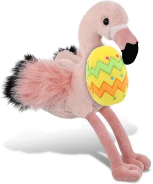 DolliBu Super Soft Rose Flamingo with Yellow Easter Egg Plush - Perfect Wild Life Stuffed Animals for Easter Basket, Cute Easter Egg Stuffed Animal Spring Toys for Girls, Boy, Baby - 11 Inches