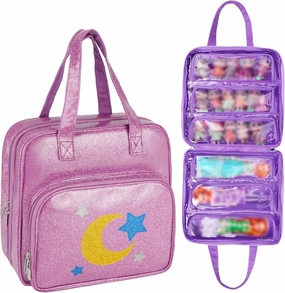 Dolls Carrying Case Compatible with LOL Surprise Dolls All,Hanging Travel Toys Storage Tote Bag with 6 Clear Pockets for Girls,Purple