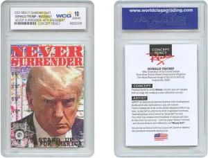 Donald Trump 45th President Mugshot Trading Card Diamond Dust by RENCY Art - Graded Gem Mint 10