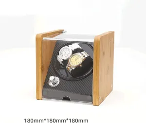 Double Automatic Watch Winder Box Wooden Storage Case for 2 Wrist Watches with Quiet Motor