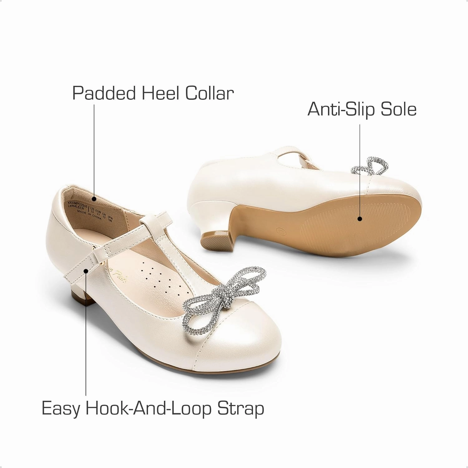 DREAM PAIRS Girls Dress Shoes Mary Jane Heel T-Strap Party Flower Wedding Princess Pumps for Little Big Kid