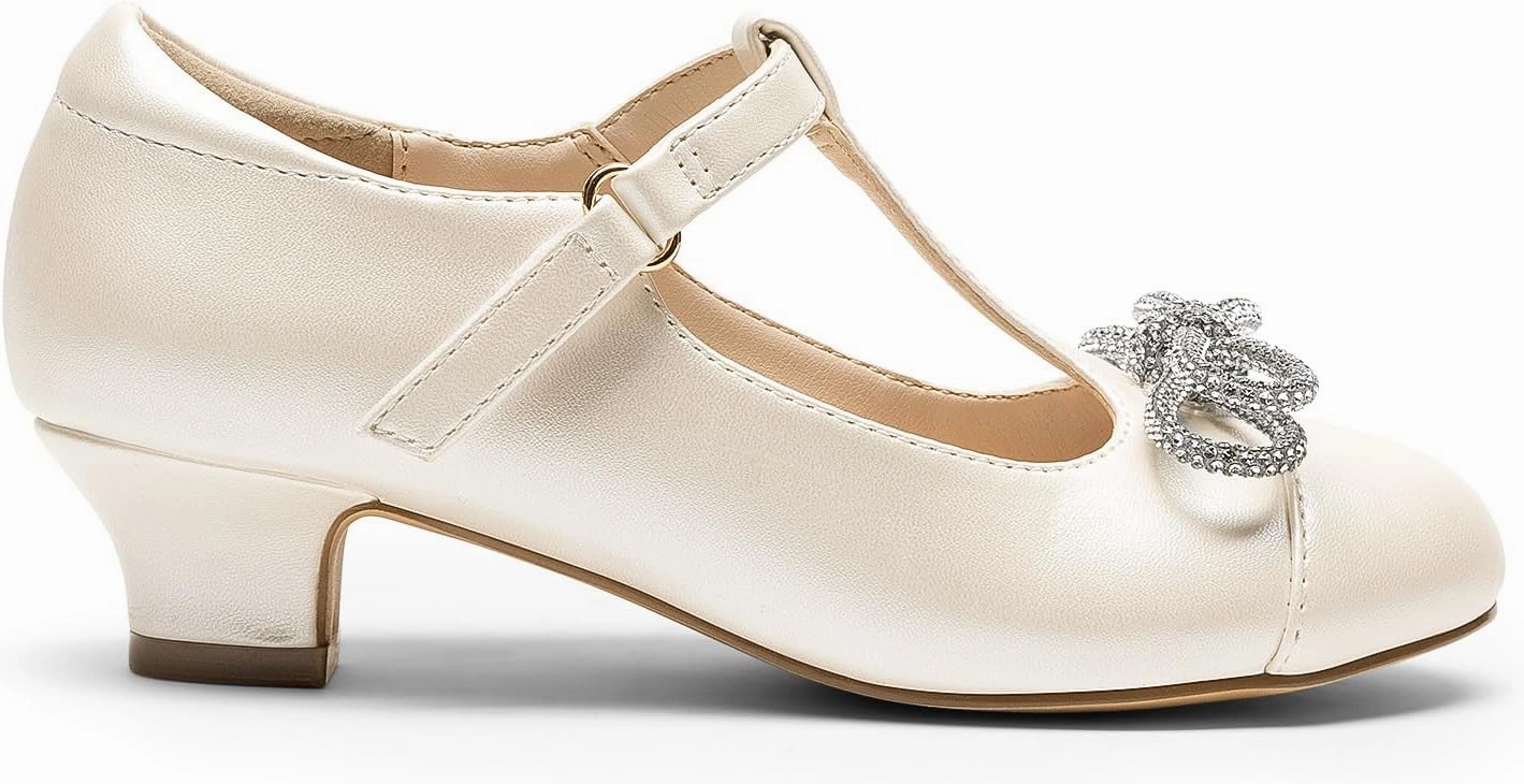 DREAM PAIRS Girls Dress Shoes Mary Jane Heel T-Strap Party Flower Wedding Princess Pumps for Little Big Kid