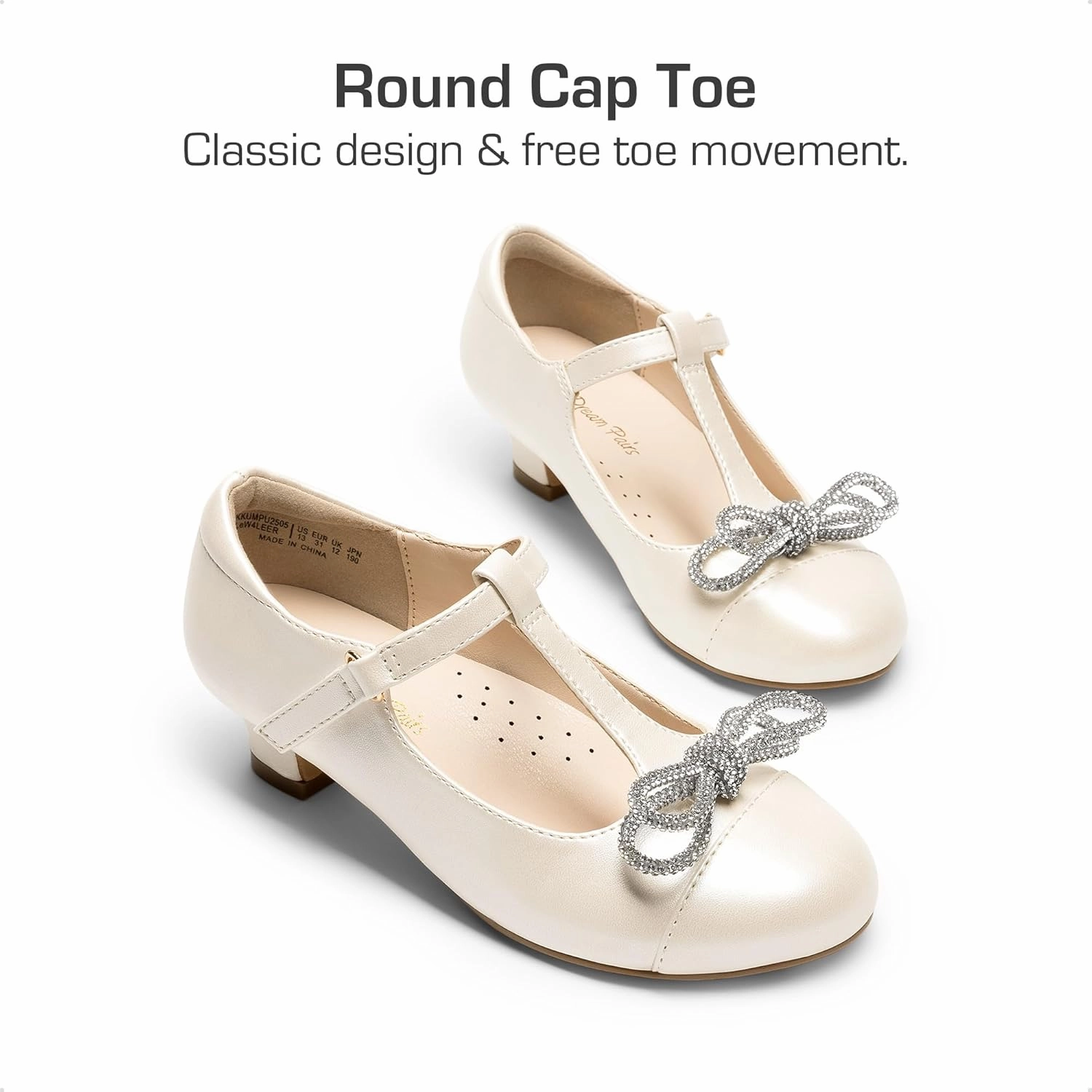 DREAM PAIRS Girls Dress Shoes Mary Jane Heel T-Strap Party Flower Wedding Princess Pumps for Little Big Kid