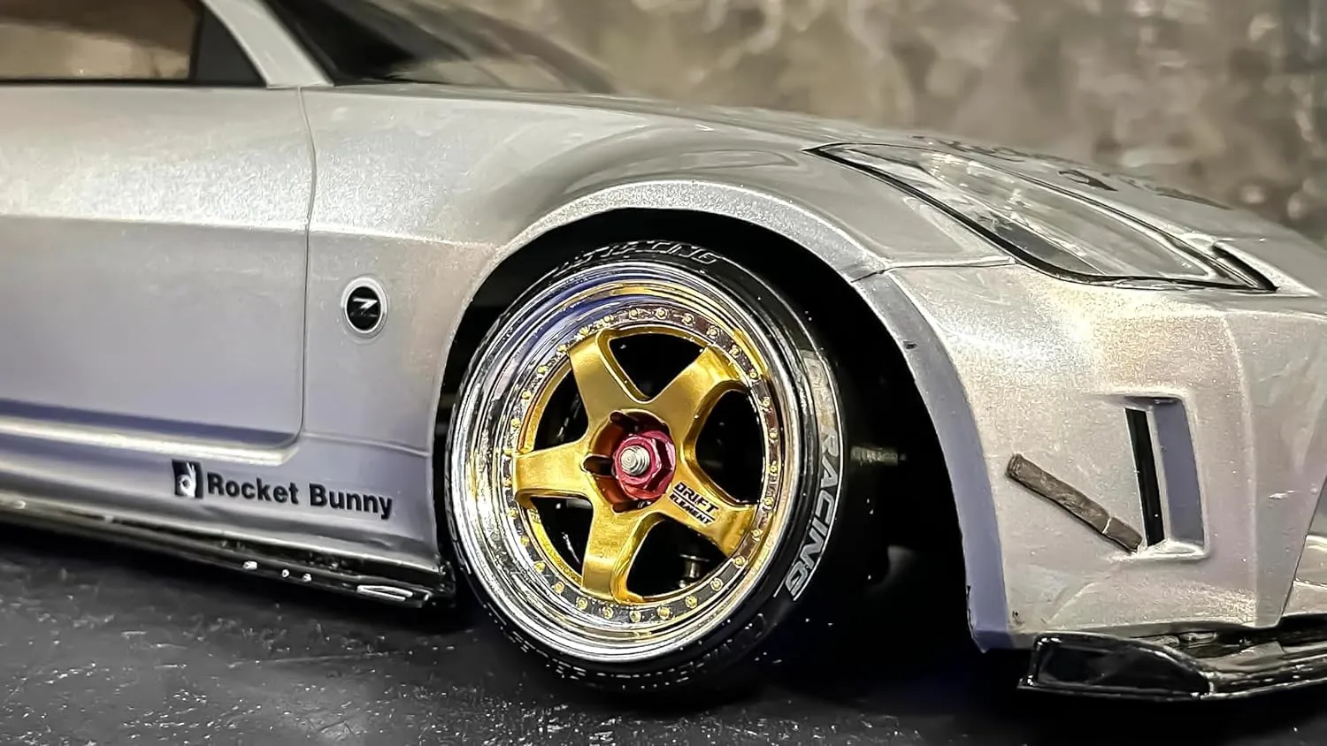 Drift Element 1/10 RC Car Drift Rims Wheels, 2PCS Set, 5-Spoke, Adjustable Offset, Fits Yokomo YD MD RD, MST RMX, Reve D RDX, Redcat RDS, HPI, Tamiya TT & More (Gold w/Chrome Lip)