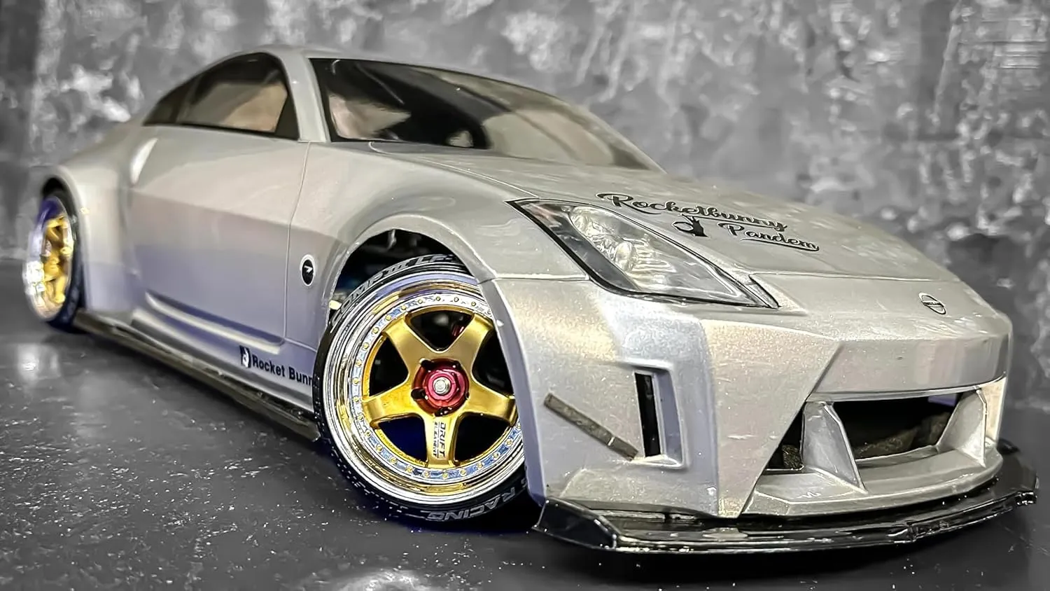 Drift Element 1/10 RC Car Drift Rims Wheels, 2PCS Set, 5-Spoke, Adjustable Offset, Fits Yokomo YD MD RD, MST RMX, Reve D RDX, Redcat RDS, HPI, Tamiya TT & More (Gold w/Chrome Lip)