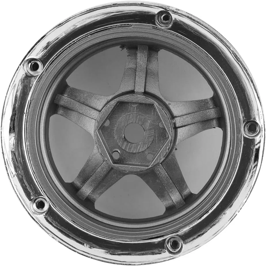 Drift Element 1/10 RC Car Drift Rims Wheels, 2PCS Set, 5-Spoke, Adjustable Offset, Fits Yokomo YD MD RD, MST RMX, Reve D RDX, Redcat RDS, HPI, Tamiya TT & More (Gunmetal w/Chrome Lip)