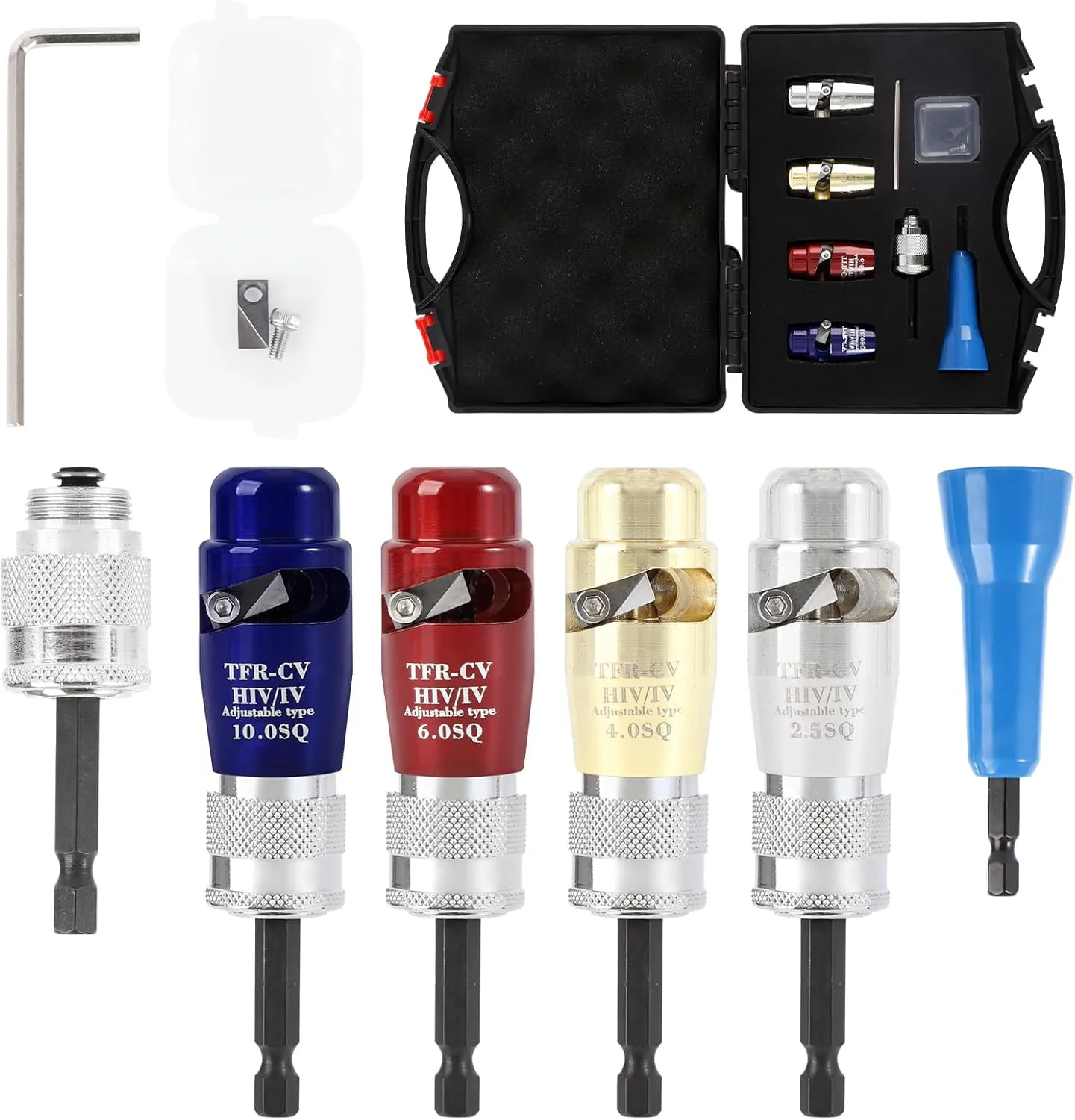 Drill Wire Stripper, 4 in 1 Wire Stripper and Twisting Tool, 2.5-6-8-10 AWG Fast Drill Wire Stripper Twister Electrician Tool Wire Nut Twister Cable Stripper and Connector Tool