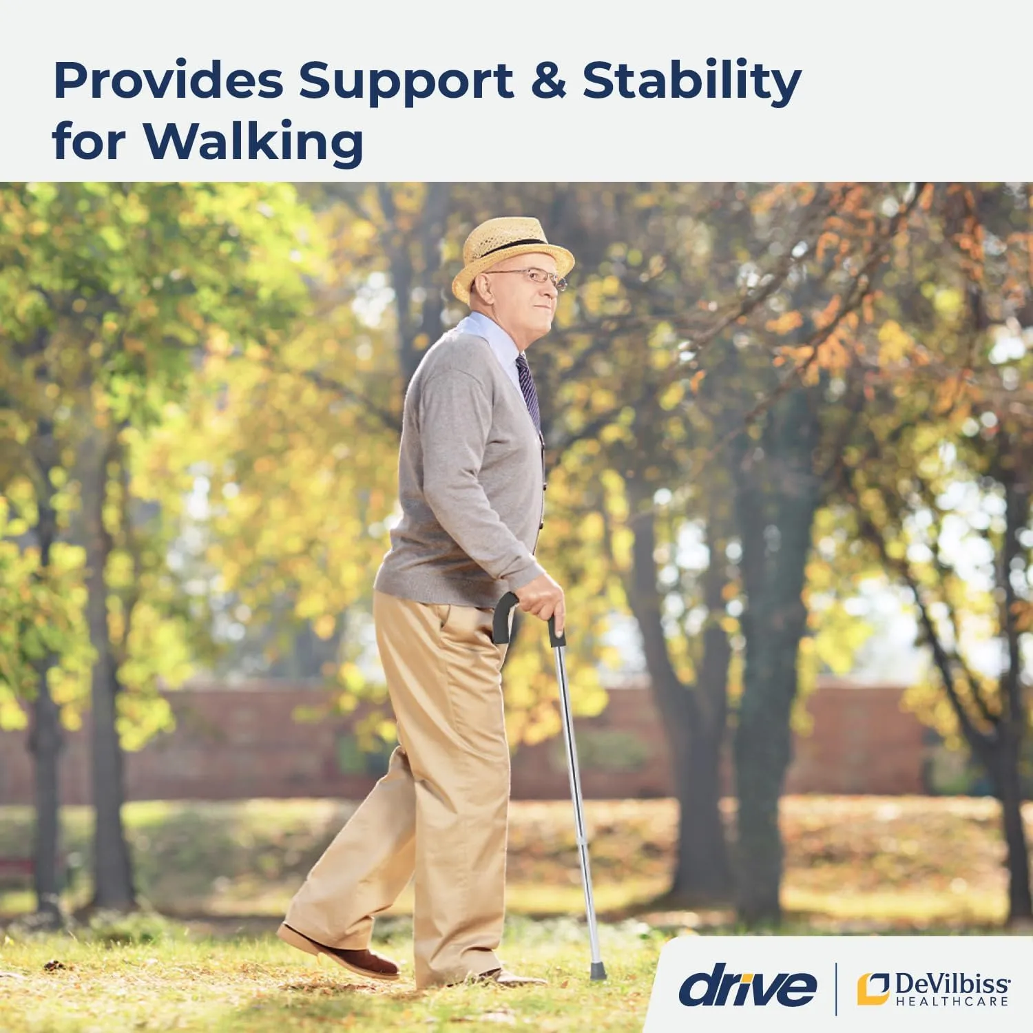 Drive Medical Round Handle Aluminum Walking Cane with Foam Grip, Silver