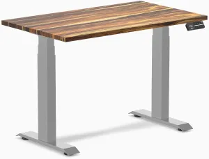 Dual Mini Electric Standing Desk, 40 x 24 Inch Hardwood Height Adjustable Sit Stand Desk with Dual Motor and Memory Presets, Compact Ergonomic Workstation for Home Office – Pheasantwood Finish