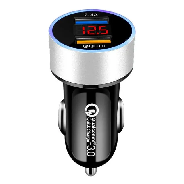 Dual USB Car Charger for iPhone Quick Charge 3.0 Fast Charging