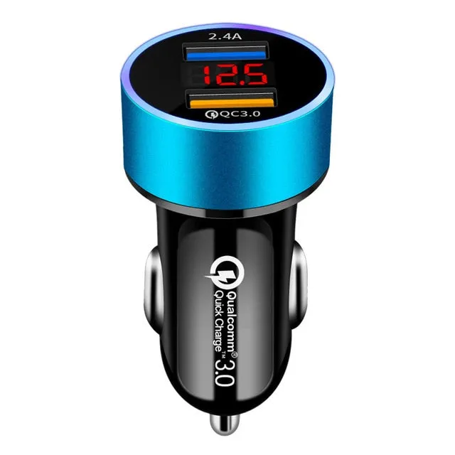 Dual USB Car Charger for iPhone Quick Charge 3.0 Fast Charging