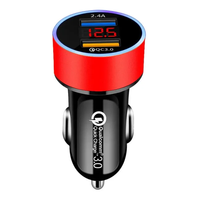 Dual USB Car Charger for iPhone Quick Charge 3.0 Fast Charging