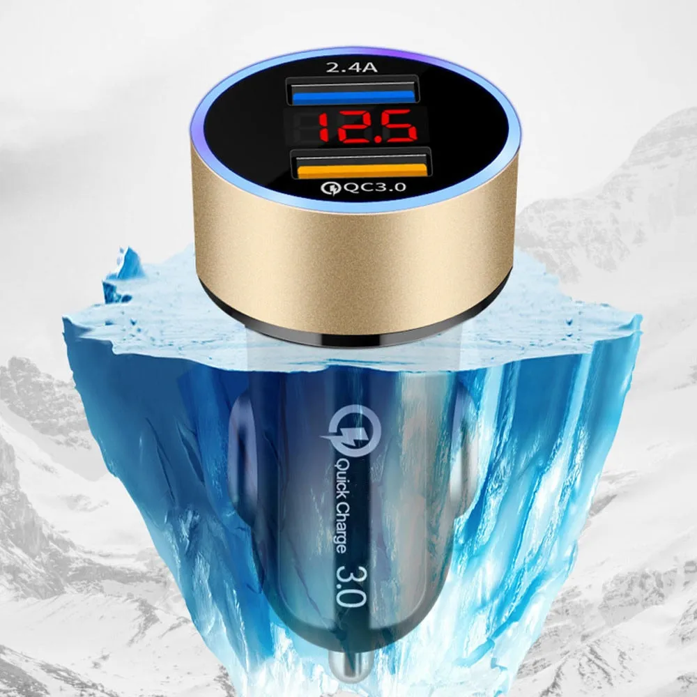 Dual USB Car Charger for iPhone Quick Charge 3.0 Fast Charging